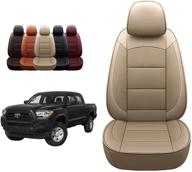 🎨 oasis auto custom fit pu leather seat cover for tacoma 2016-2021 (tan) logo