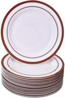 high-quality red renaissance disposable salad plates - 20pc heavy duty fine china look plastic dishes (9 inch) logo