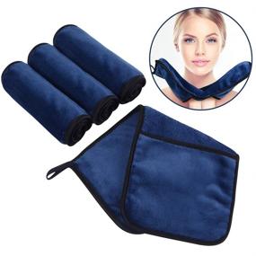 img 2 attached to 🧼 Sunland Reusable Makeup Remover Cloth - Microfiber Face Cloth for All Skin Types - Just Water Washing - Navyblue (4Pack)