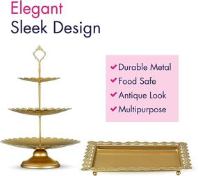 img 1 attached to 🍰 Elevate Your Cake Presentation with Riccle Gold Cake Stand Set