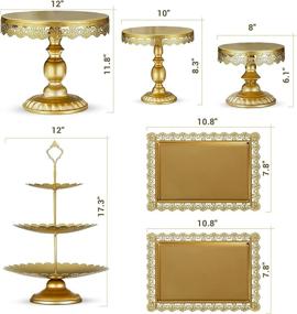 img 3 attached to 🍰 Elevate Your Cake Presentation with Riccle Gold Cake Stand Set