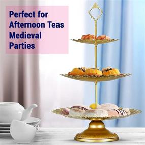 img 2 attached to 🍰 Elevate Your Cake Presentation with Riccle Gold Cake Stand Set