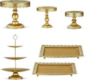 img 4 attached to 🍰 Elevate Your Cake Presentation with Riccle Gold Cake Stand Set