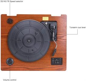 img 2 attached to 🎶 Музыкальный проигрыватель из винтажного натурального дерева HOFEINZ - Bluetooth, USB, 3 скорости вращения, встроенные динамики, запись винила на MP3.