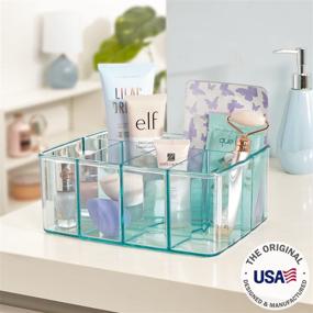 img 3 attached to 🌊 STORi Plastic Vanity Organizer - 5-Compartment Storage Bin for Makeup Brushes, Palettes, and Beauty Supplies - Ideal for Organizing Bath Products on a Counter or Under the Sink - Refreshing Ocean Mist Design