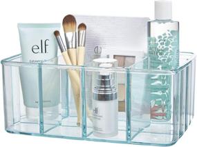 img 4 attached to 🌊 STORi Plastic Vanity Organizer - 5-Compartment Storage Bin for Makeup Brushes, Palettes, and Beauty Supplies - Ideal for Organizing Bath Products on a Counter or Under the Sink - Refreshing Ocean Mist Design
