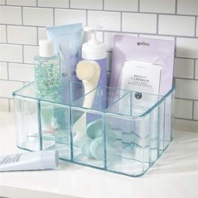 img 2 attached to 🌊 STORi Plastic Vanity Organizer - 5-Compartment Storage Bin for Makeup Brushes, Palettes, and Beauty Supplies - Ideal for Organizing Bath Products on a Counter or Under the Sink - Refreshing Ocean Mist Design