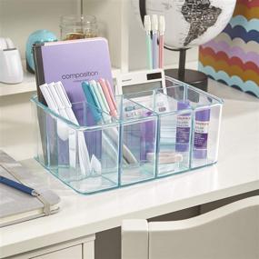 img 1 attached to 🌊 STORi Plastic Vanity Organizer - 5-Compartment Storage Bin for Makeup Brushes, Palettes, and Beauty Supplies - Ideal for Organizing Bath Products on a Counter or Under the Sink - Refreshing Ocean Mist Design