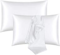 🌙 satin pillowcase for hair and skin - onme slip cooling silky satin pillow covers - lightweight soft microfiber pillowcases 2 pack - easy care - queen size (pure white, 20x30 inches) logo