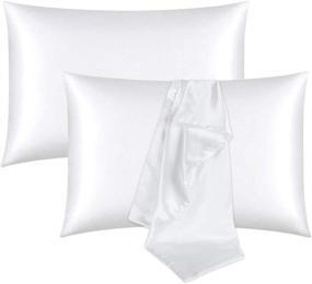 img 4 attached to 🌙 Satin Pillowcase for Hair and Skin - ONME Slip Cooling Silky Satin Pillow Covers - Lightweight Soft Microfiber Pillowcases 2 Pack - Easy Care - Queen Size (Pure White, 20x30 inches)