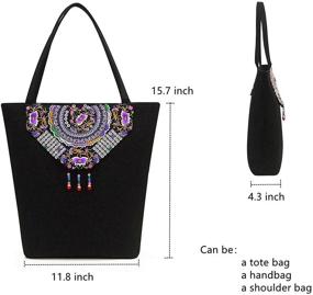 img 2 attached to 👜 Stylish Embroidered Canvas Shoulder Handbags and Wallets for Women