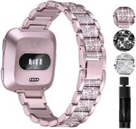 🌹 valchinova metal band replacement for fitbit versa bracelet - compatible with versa lite, galaxy gear s3 classic, and watch urbane - rose gold wristband strap logo