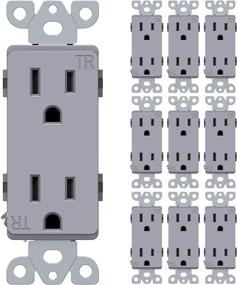 img 4 attached to WEBANG Decorator Electrical Wall Outlet, Tamper-Resistant Duplex Receptacle, Residential Grade, 3-Wire, Self-Grounding, 2-Pole, 15 Amp 125 Volt, ETL Listed, Pack of 10, Grey