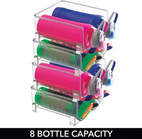 img 1 attached to mDesign Clear Plastic Stackable Water Bottle Holder Bin - 4 Pack, Organize and Optimize Kitchen Countertops, Cabinets, Pantry, Fridge, Refrigerator, Freezer, Each Rack Holds 2 Containers