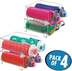 img 3 attached to mDesign Clear Plastic Stackable Water Bottle Holder Bin - 4 Pack, Organize and Optimize Kitchen Countertops, Cabinets, Pantry, Fridge, Refrigerator, Freezer, Each Rack Holds 2 Containers