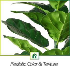 img 2 attached to 🌱 CROSOFMI Artificial Fiddle Leaf Fig Tree 35 Inch - 28 Leaves Faux Ficus Lyrata Plant in Pot for Indoor Outdoor Décor. Perfect Housewarming Gift for Home, Office, or Garden