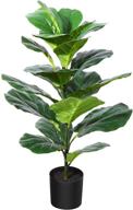 🌱 crosofmi artificial fiddle leaf fig tree 35 inch - 28 leaves faux ficus lyrata plant in pot for indoor outdoor décor. perfect housewarming gift for home, office, or garden логотип