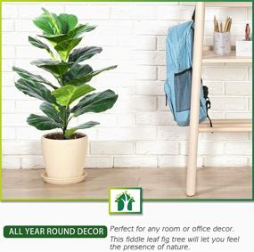 img 1 attached to 🌱 CROSOFMI Artificial Fiddle Leaf Fig Tree 35 Inch - 28 Leaves Faux Ficus Lyrata Plant in Pot for Indoor Outdoor Décor. Perfect Housewarming Gift for Home, Office, or Garden