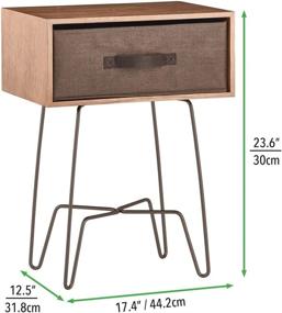 img 1 attached to mDesign Modern Industrial Side Table with Fabric Drawer - Stylish 2-Tier Metal and Wood End Table for Versatile Use in Living Room, Bedroom, Office, Dorm Room - Minimal Mid Century Design in Light/Dark Brown