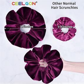 img 3 attached to 🎀 CEELGON Oversized Velvet Scrunchies Pack - Large Hair Ties, Thick Jumbo Hair Scrunchies for Curly Hair, 6 Assorted Colors (Black, Pink, Blue, Maroon, Green, Khaki) - Silk-Like Curly Hair Accessories