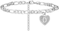 💖 dcfywl731 silver initial bracelets for women - 5mm figaro cuban heart bracelets with initials: perfect friendship bracelets for teen girls! logo