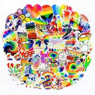 🌈 coolcoolde water bottle stickers gay pride pack - 60 pcs bright technicolor rainbow stickers for car, bike, scooter, suitcase, phone, refrigerator, laptop, cup, motorcycle, walls, bedroom - gay love stickers logo