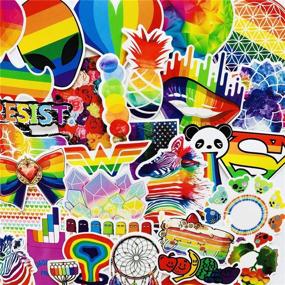 img 3 attached to 🌈 COOLCOOLDE Water Bottle Stickers Gay Pride Pack - 60 pcs Bright Technicolor Rainbow Stickers for Car, Bike, Scooter, Suitcase, Phone, Refrigerator, Laptop, Cup, Motorcycle, Walls, Bedroom - Gay Love Stickers