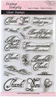 💌 stamp simply clear stamps - thank you set: many thanks, heartfelt gratitude - 16 piece 4x6 inch sheet logo