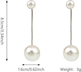 img 1 attached to 💎 Hanavigar Simulation Pearl Beaded Long Chain Tassel Earrings: Exquisite Fashion Jewelry for Weddings