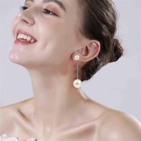 img 2 attached to 💎 Hanavigar Simulation Pearl Beaded Long Chain Tassel Earrings: Exquisite Fashion Jewelry for Weddings