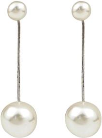 img 4 attached to 💎 Hanavigar Simulation Pearl Beaded Long Chain Tassel Earrings: Exquisite Fashion Jewelry for Weddings