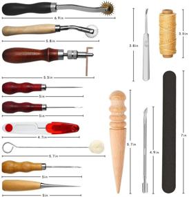 img 2 attached to 🧵 Enhance Your Leather Crafting Skills with ELECTOP 31 Pcs DIY Leather Sewing Tool Set – Includes Groover, Awl, Waxed Thread, Thimble Kit