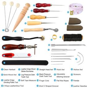 img 3 attached to 🧵 Enhance Your Leather Crafting Skills with ELECTOP 31 Pcs DIY Leather Sewing Tool Set – Includes Groover, Awl, Waxed Thread, Thimble Kit