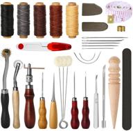 🧵 enhance your leather crafting skills with electop 31 pcs diy leather sewing tool set – includes groover, awl, waxed thread, thimble kit logo