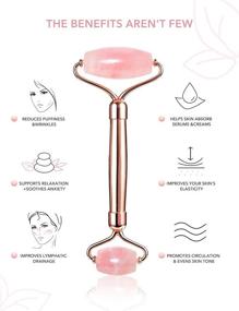 img 2 attached to 💎 Gua Sha Jade Roller, Rose Quartz Facial Roller Skin Care Tools, Beauty Massager for Face, Eye Roller to Reduce Puffy Eyes, Self Care Gifts for Women, HANABEE Skincare Sets & Kits (Rose)