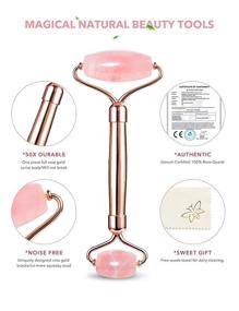 img 3 attached to 💎 Gua Sha Jade Roller, Rose Quartz Facial Roller Skin Care Tools, Beauty Massager for Face, Eye Roller to Reduce Puffy Eyes, Self Care Gifts for Women, HANABEE Skincare Sets & Kits (Rose)