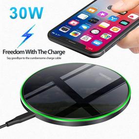 img 2 attached to Qi-Certified 30W Max Fast Charging Pad for Samsung Galaxy S21, S21 Ultra, S21+, S20 fe, S20, Note 20/10, Google Pixel, LG, and More - Wireless Charger with 30W Mirror Design