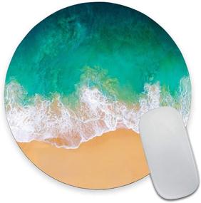 img 4 attached to 🌊 Beach-themed Round Mouse Pad: Waterproof Small Mouse Pads with Ocean Designs - Ideal for Office, Home, Laptop, and Travel - Non-Slip Rubber Mousepads, 7.9"x0.12" Inch