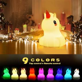 img 2 attached to 🦄 Unicorn LED Nursery Night Light: USB Rechargeable Silicone Lamp with Touch Sensor & Remote Control - Color Changing Glow / Portable Soft Baby Gift