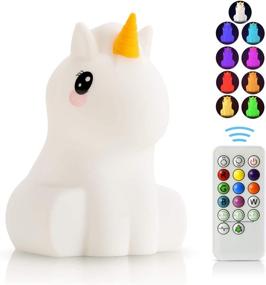 img 4 attached to 🦄 Unicorn LED Nursery Night Light: USB Rechargeable Silicone Lamp with Touch Sensor & Remote Control - Color Changing Glow / Portable Soft Baby Gift