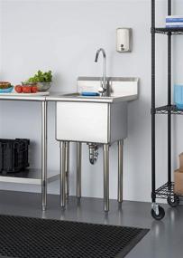 img 2 attached to 🚰 TRINITY THA-0307 Basics Stainless Steel Utility Sink with Faucet - Your Ultimate Washing and Cleaning Solution
