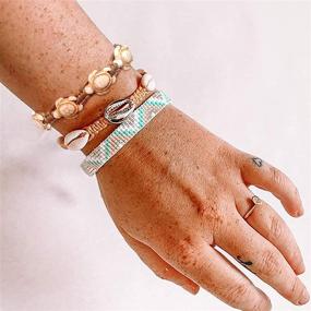 img 2 attached to 🐢 Turtle Turquoise Women Braided Bracelet: Handmade Wax Cord Wrap Bangle - Adjustable Bohemian Jewelry for Girls