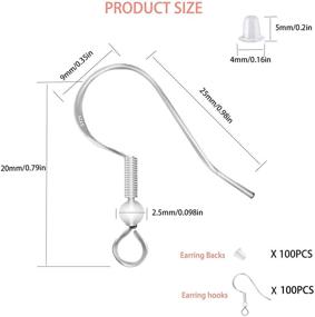 img 3 attached to 👂 925 Sterling Silver Hypoallergenic Earring Fish Hooks with Silicone Earring Backs - Jewelry Making Kit with 100 Pairs of Earring Hooks and Findings