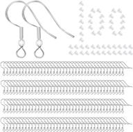 👂 925 sterling silver hypoallergenic earring fish hooks with silicone earring backs - jewelry making kit with 100 pairs of earring hooks and findings logo