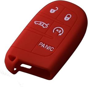 img 1 attached to Keyless4U 2Pcs Jeep 5 Кнопки Силиконовый брелок для ключей Защитный чехол для удаленного чехла для Grand Cherokee Dodge Challenger Charger Dart Durango Journey Chrysler 300 (черный красный)