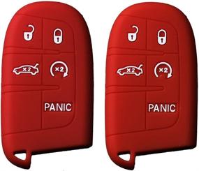 img 2 attached to Keyless4U 2Pcs Jeep 5 Кнопки Силиконовый брелок для ключей Защитный чехол для удаленного чехла для Grand Cherokee Dodge Challenger Charger Dart Durango Journey Chrysler 300 (черный красный)