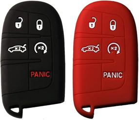 img 3 attached to Keyless4U 2Pcs Jeep 5 Кнопки Силиконовый брелок для ключей Защитный чехол для удаленного чехла для Grand Cherokee Dodge Challenger Charger Dart Durango Journey Chrysler 300 (черный красный)