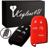 keyless4u 2pcs jeep 5 кнопки силиконовый брелок для ключей защитный чехол для удаленного чехла для grand cherokee dodge challenger charger dart durango journey chrysler 300 (черный красный) логотип