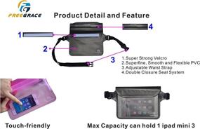 img 1 attached to 🏖️ Freegrace Waterproof Pouches with Waist Strap - Keep Your Phone & Valuables Dry and Safe when Boating, Swimming, Snorkeling, Kayaking, and at the Beach, Pool, Water Parks - Bundle Set with Pouch Case, Waterproof Dry Bags
