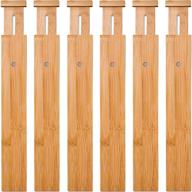 🎋 bamboo drawer dividers: adjustable, expandable separators for kitchen, bathroom, bedroom, dresser, and office - 6 pack логотип